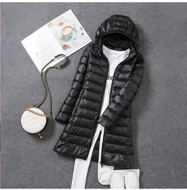 Women's Slim Puffer Jacket - Black
