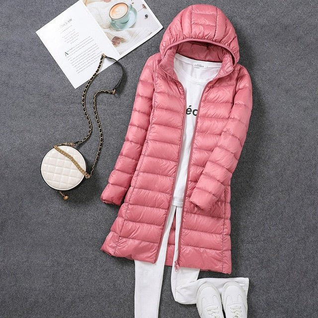 Women's Slim Puffer Jacket - Pink