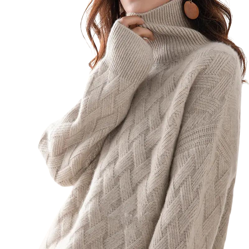 Claire Women's Cable Knit Turtleneck Sweater 2