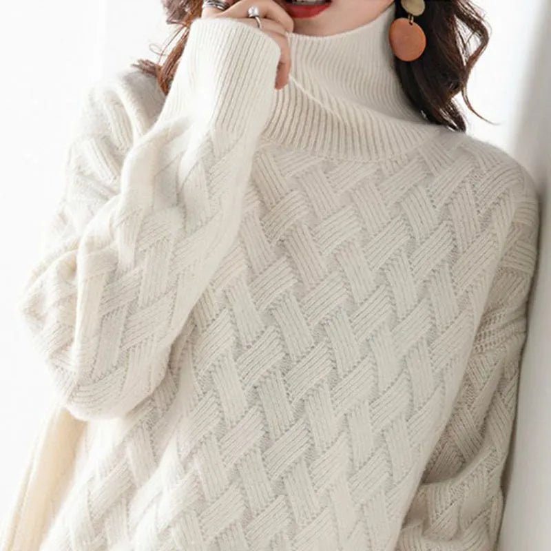 Claire Women's Cable Knit Turtleneck Sweater 3