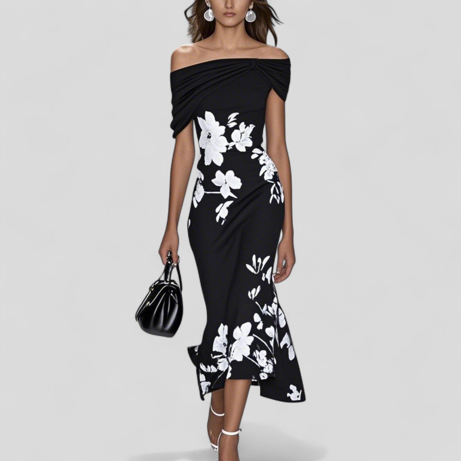 Clara Women's Floral Off Shoulder Midi Dress 3
