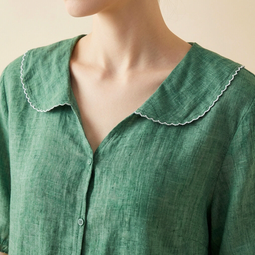 Claudia Women's Linen Short Sleeve Blouse 6