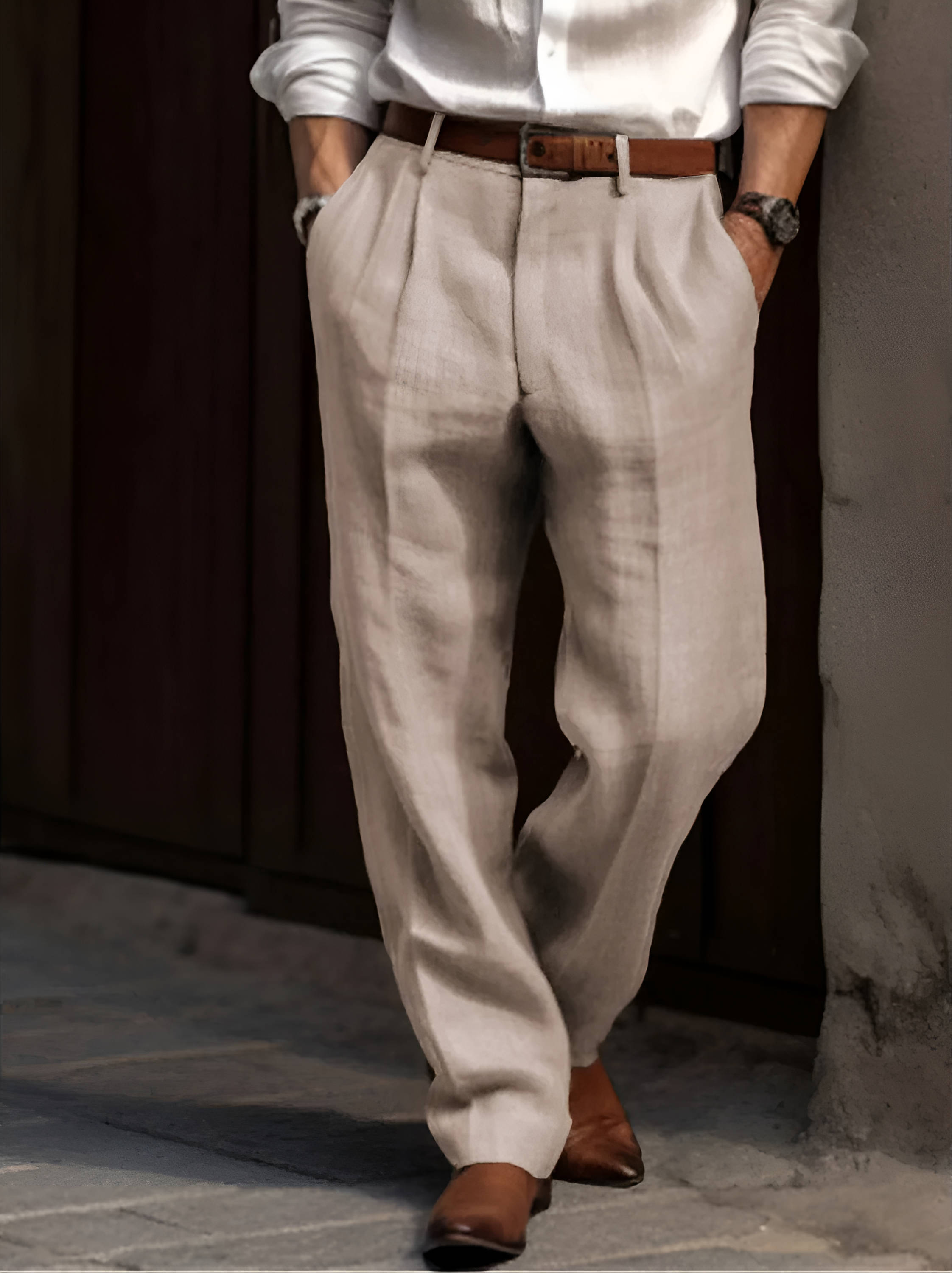 Conrad Men's Linen Pleated Trousers 1