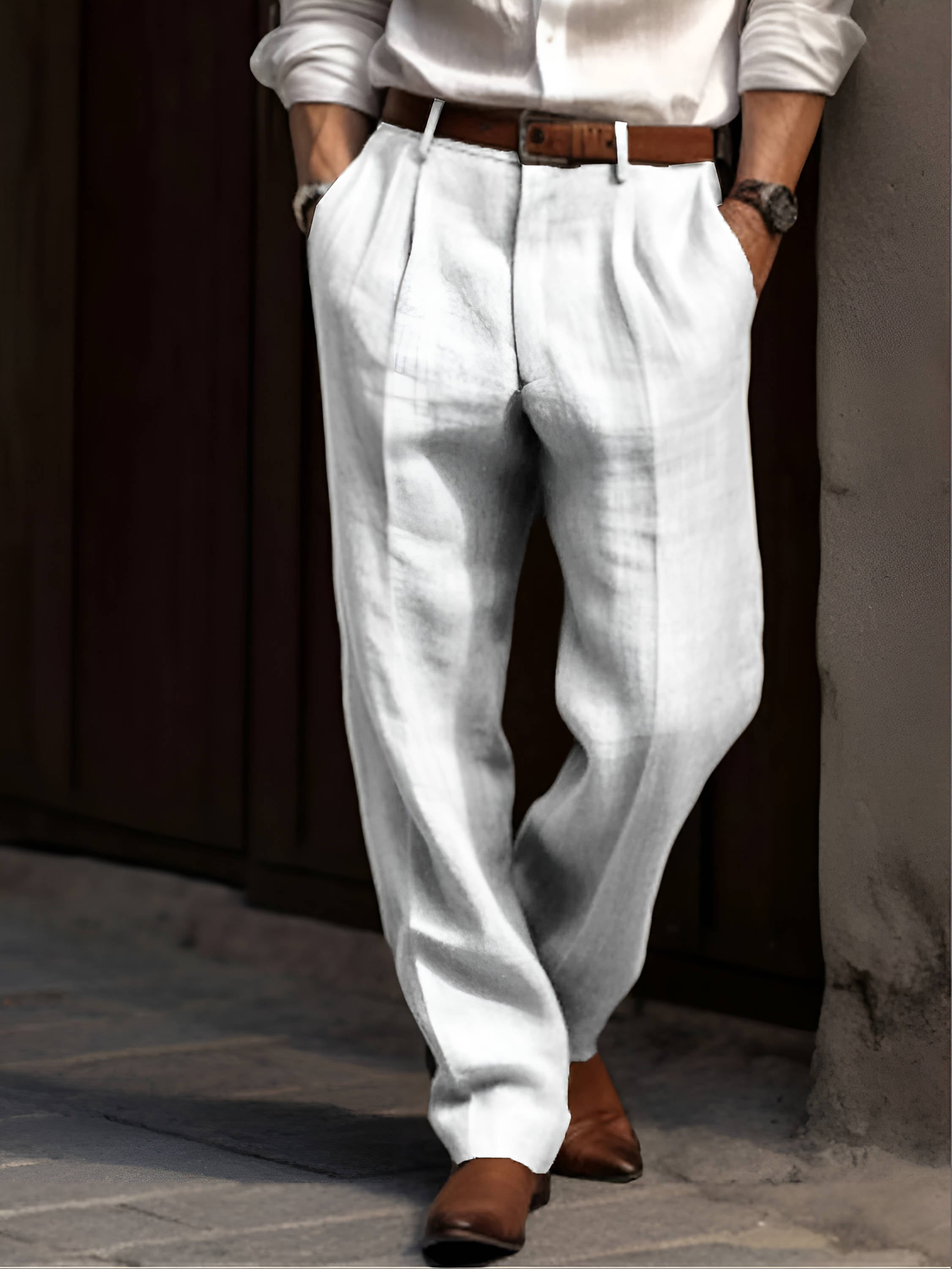Conrad Men's Linen Pleated Trousers 3