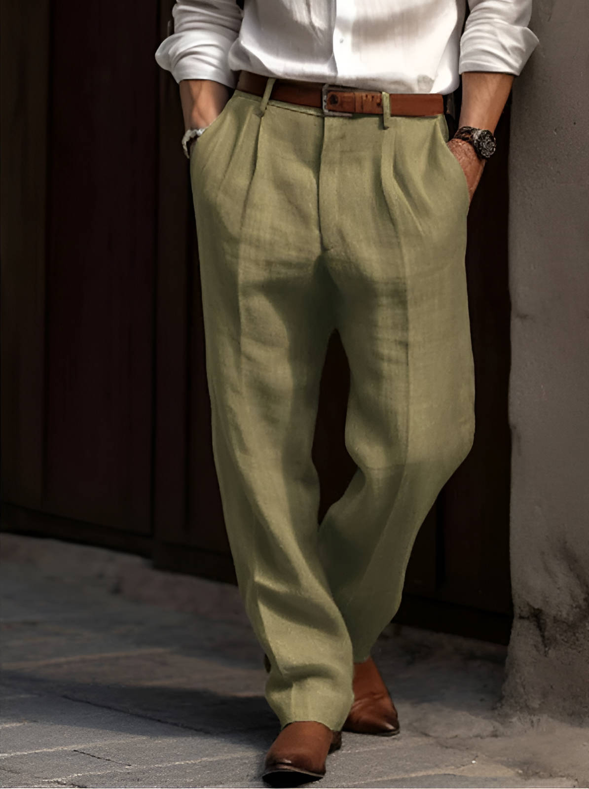Conrad Men's Linen Pleated Trousers 5
