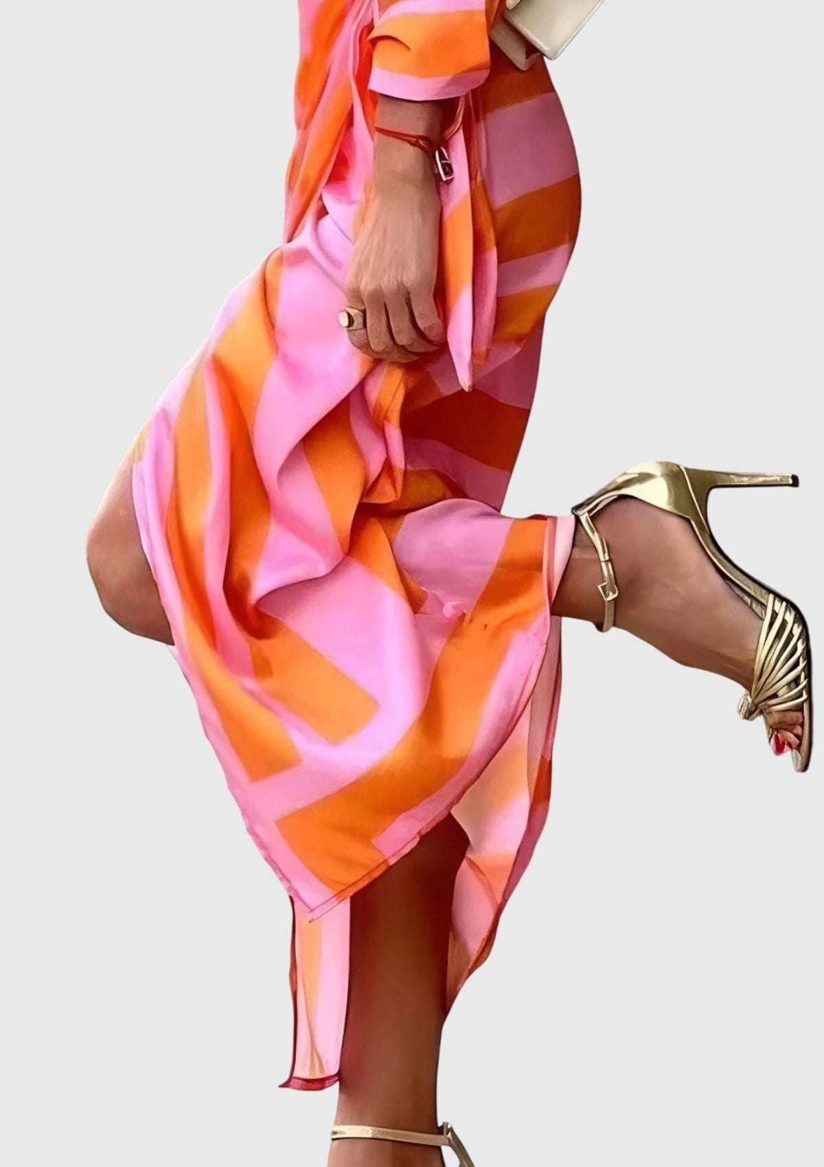 Cordelia Women's Striped Long Sleeve Wrap Midi Dress 3
