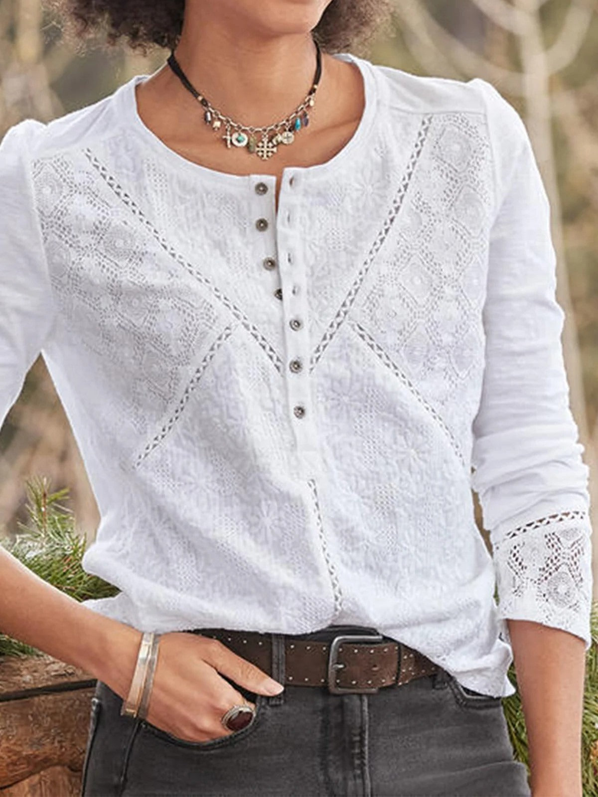 Delphine Women's Embroidered Cotton Blouse 1