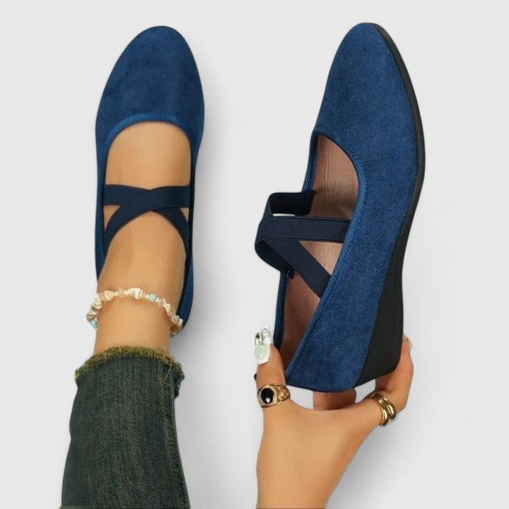 Diana Women's Suede Cross Strap Flats 2