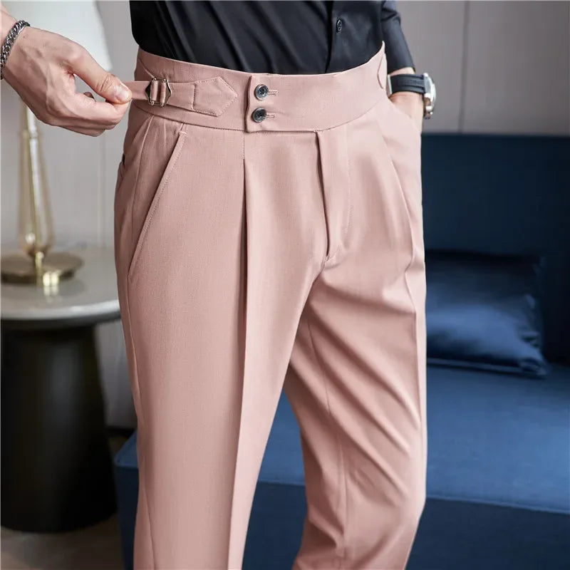 Dominic Men's High Waist Pleated Trousers 1