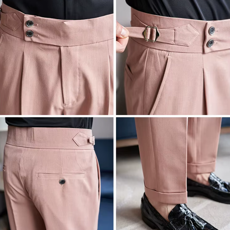 Dominic Men's High Waist Pleated Trousers 10