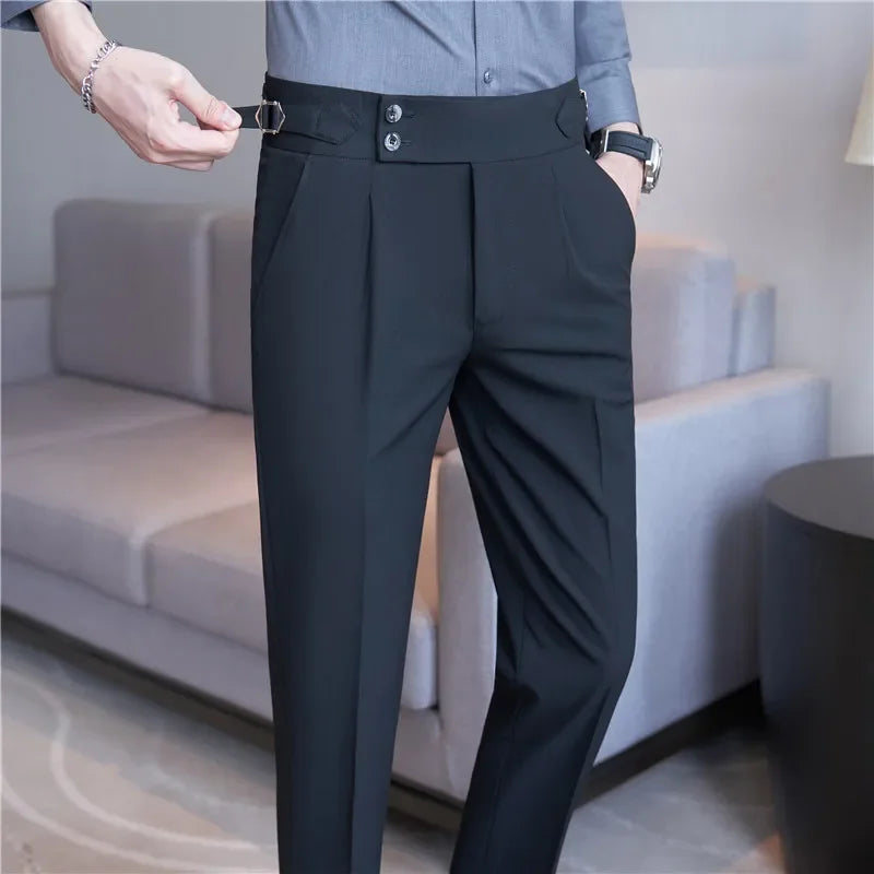 Dominic Men's High Waist Pleated Trousers 3