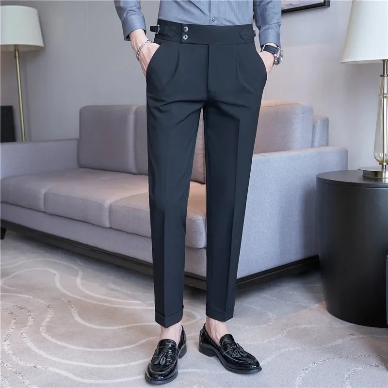 Dominic Men's High Waist Pleated Trousers 5