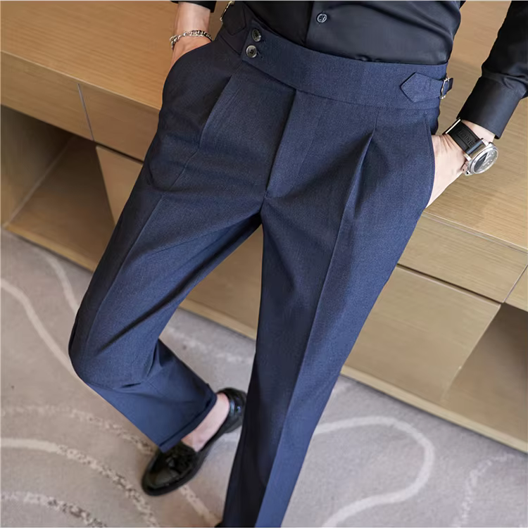 Dominic Men's High Waist Pleated Trousers 9