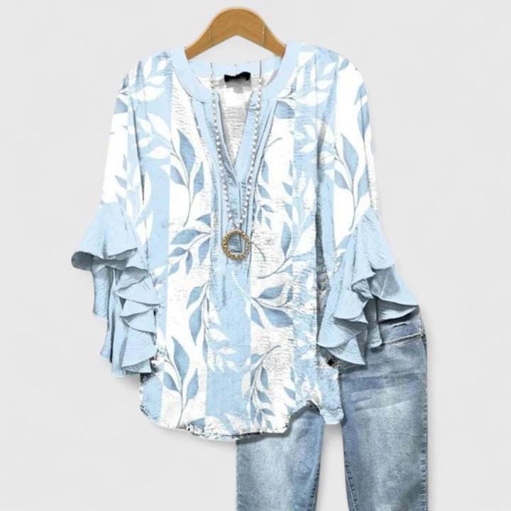 Women's Floral Blouse - Light Blue