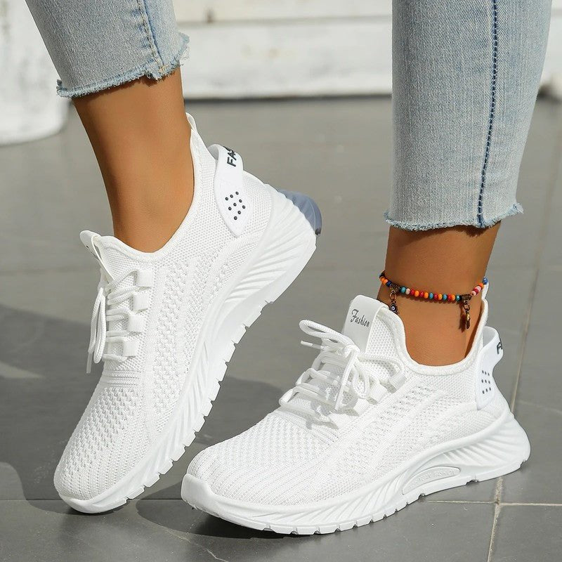 Women's Knit Mesh Sneakers - White