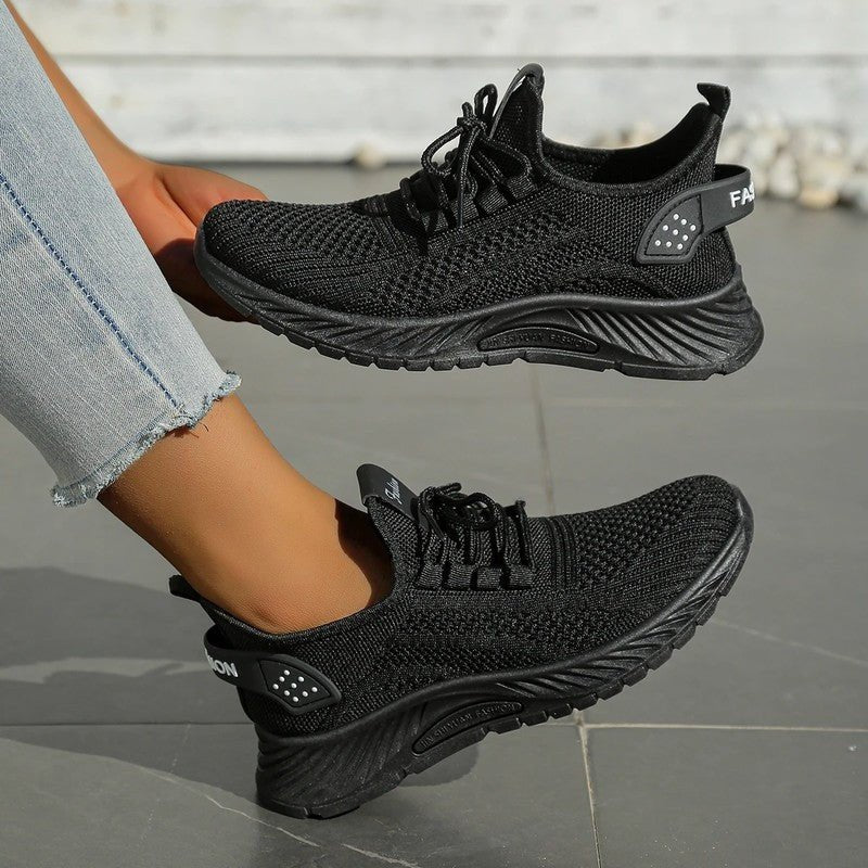Women's Knit Mesh Sneakers - Black