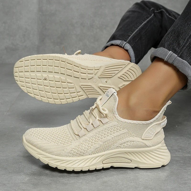 Women's Knit Mesh Sneakers - Beige