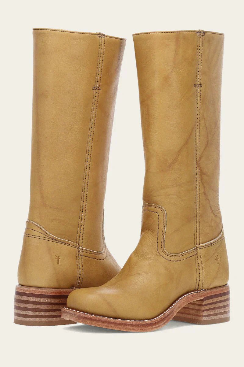 Women's Leather Tall Boots - Yellow