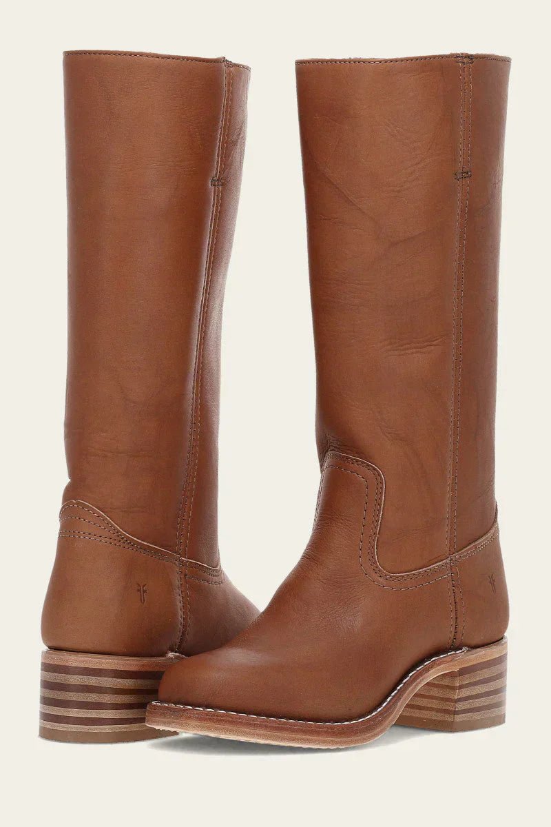 Women's Leather Tall Boots - Light brown