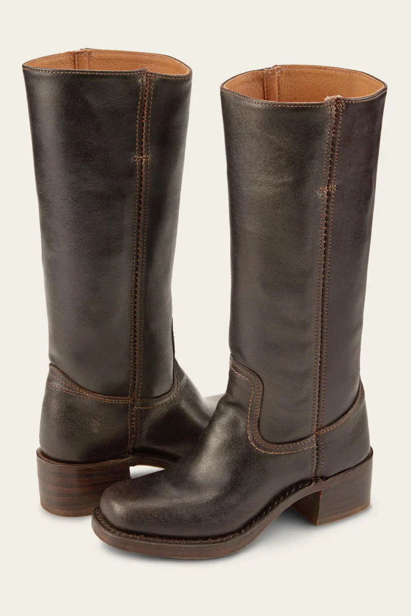 Women's Leather Tall Boots - Dark brown