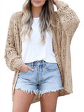 Women's Oversized Crochet Cardigan - Khaki