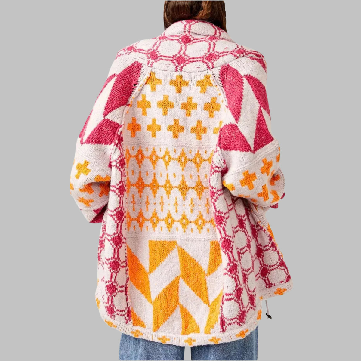 Women's Oversized Knit Cardigan - Pink