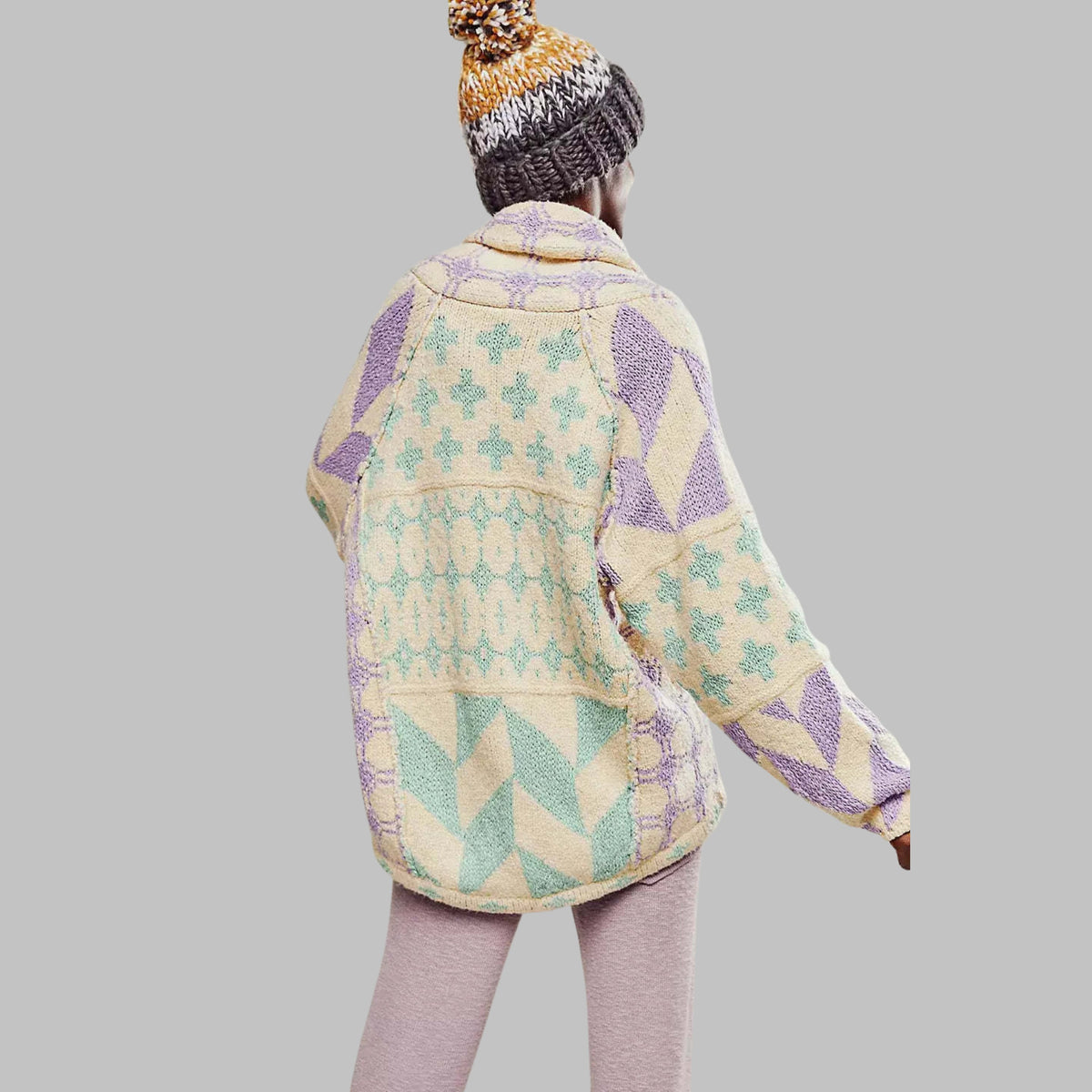 Women's Oversized Knit Cardigan - Lavender