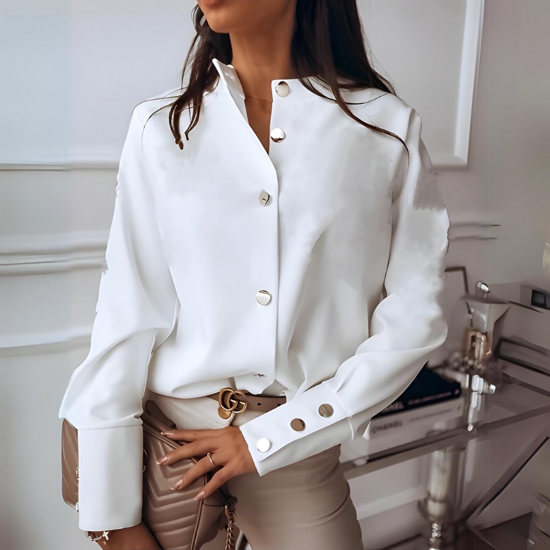 Women's Oversized Satin Blouse - White