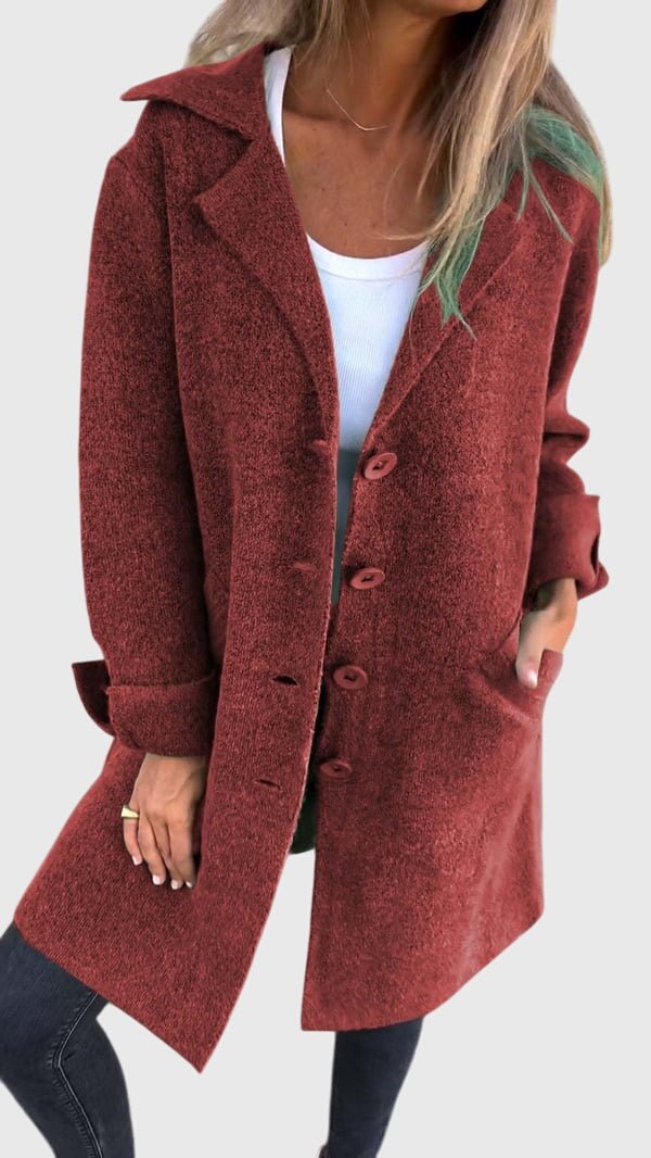 Women's Oversized Wool Coat - Red