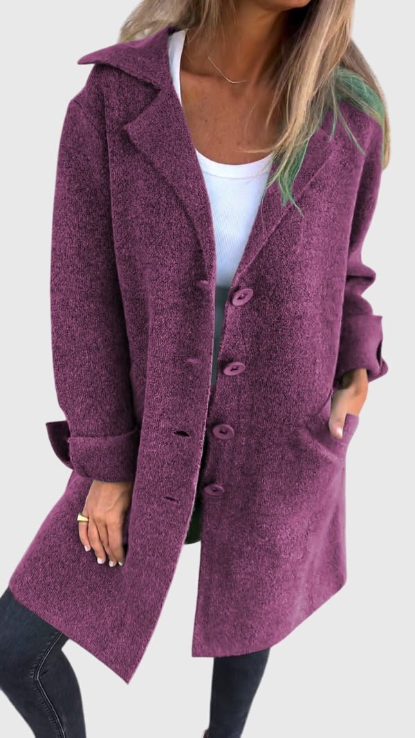 Women's Oversized Wool Coat - Purple