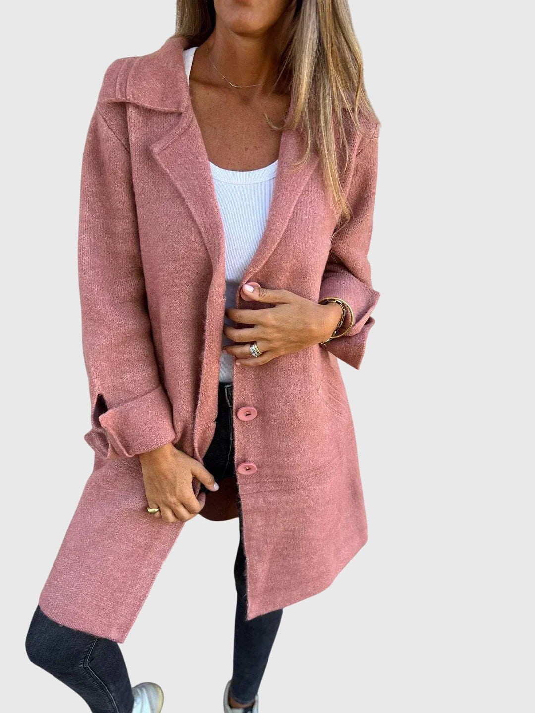 Women's Oversized Wool Coat - Pink