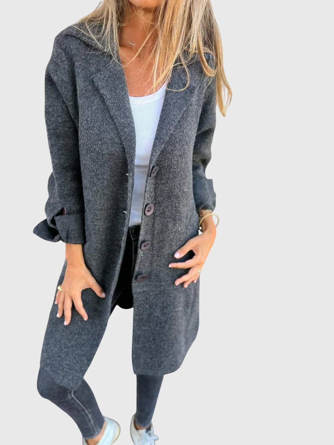 Women's Oversized Wool Coat - Gray
