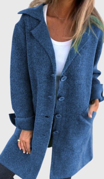 Women's Oversized Wool Coat - Blue