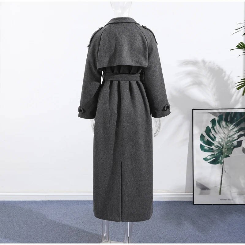 Women's Wool Double-Breasted Trench Coat