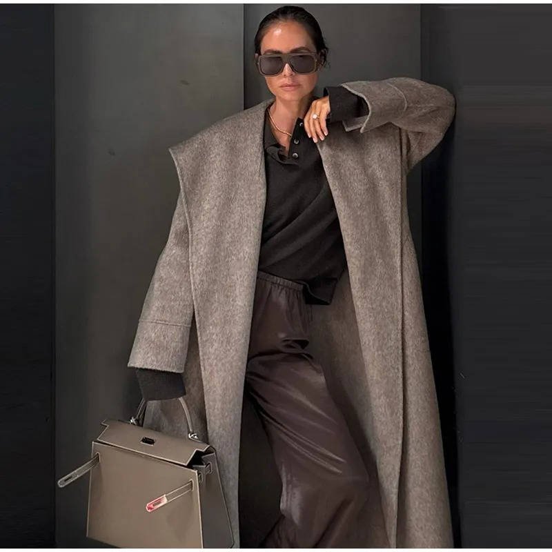 Women's Wool Double-Breasted Trench Coat