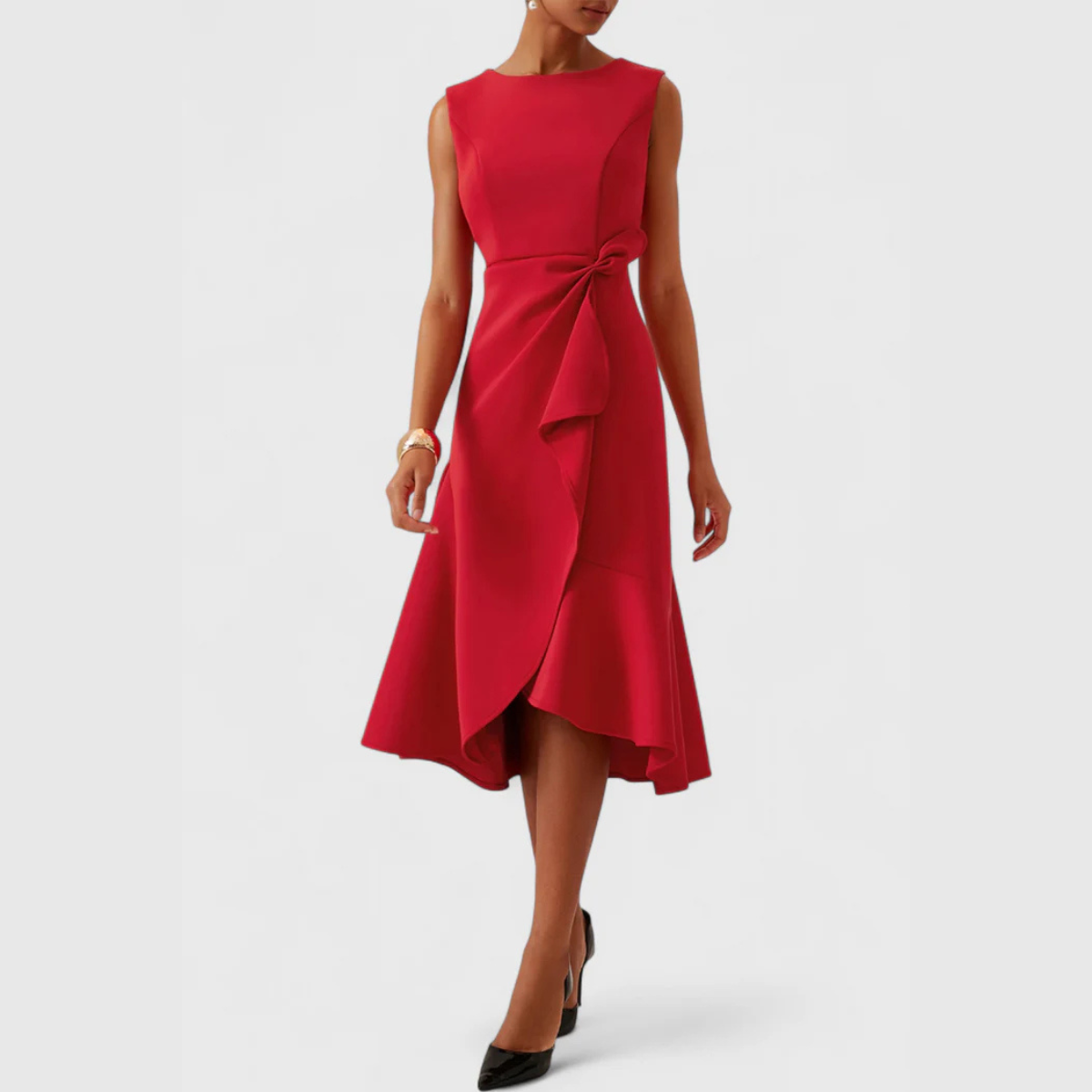 Eliza Women's Sleeveless Ruffle Hem Midi Dress 15