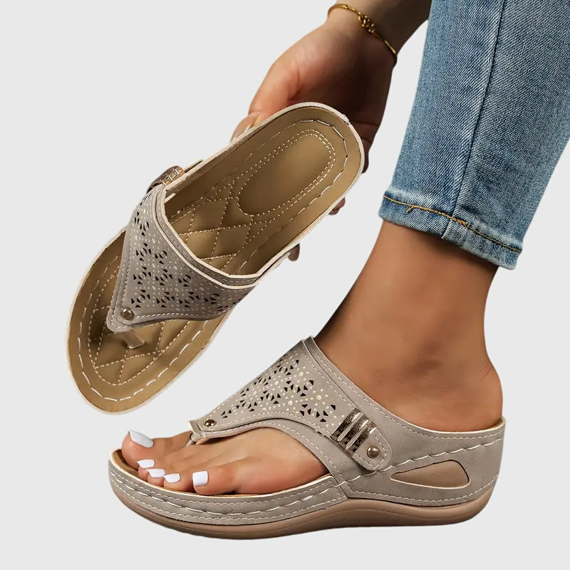 Ella Women's Leather Platform Wedge Sandals 5