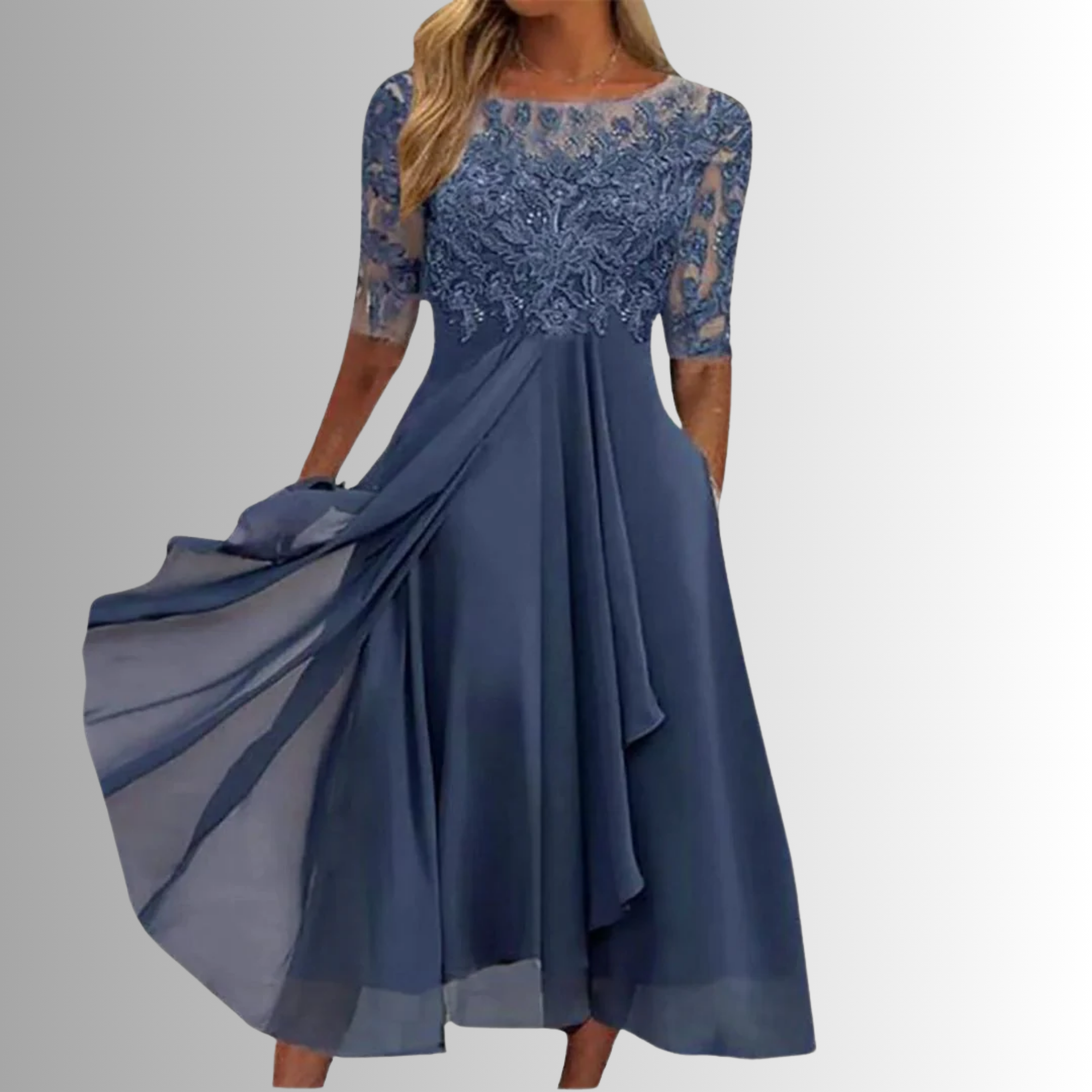 Ellie Women's Lace Chiffon Midi Dress 1