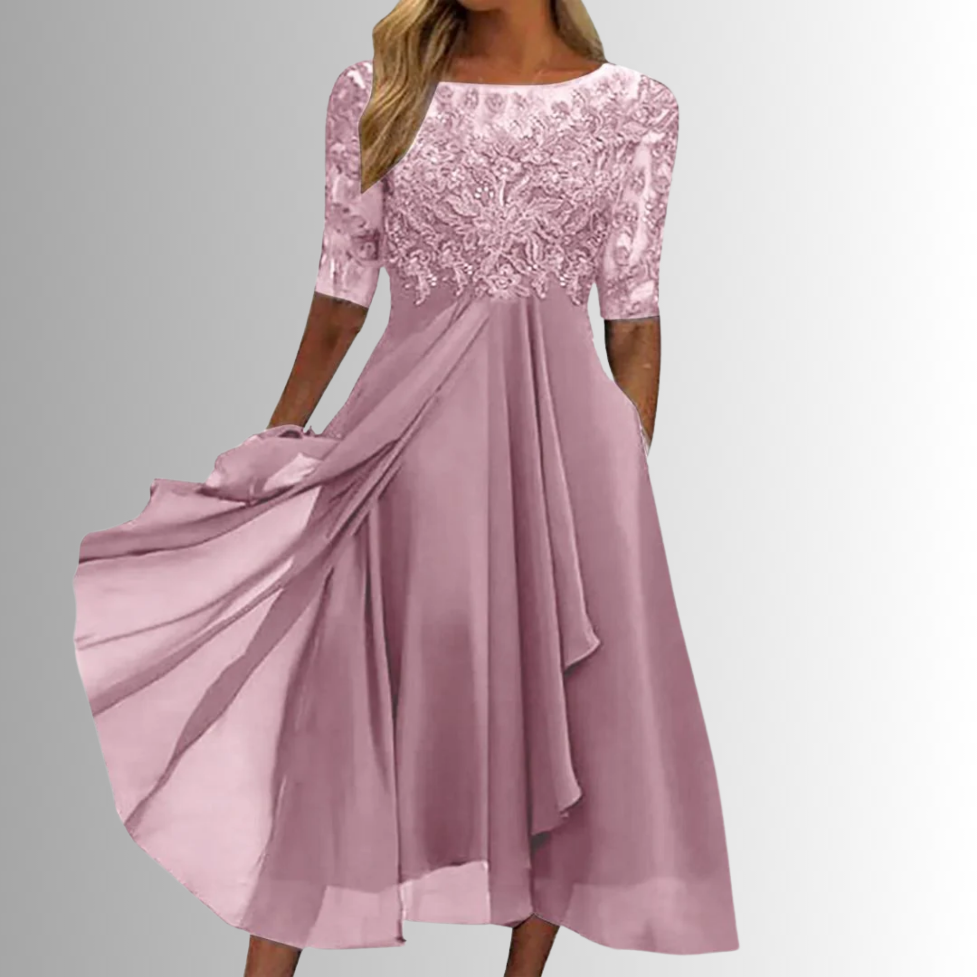 Ellie Women's Lace Chiffon Midi Dress 2