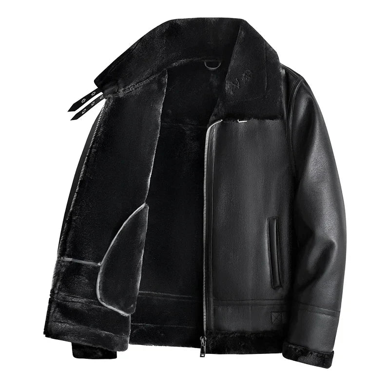 Elliot Men's Leather Shearling Bomber Jacket 2