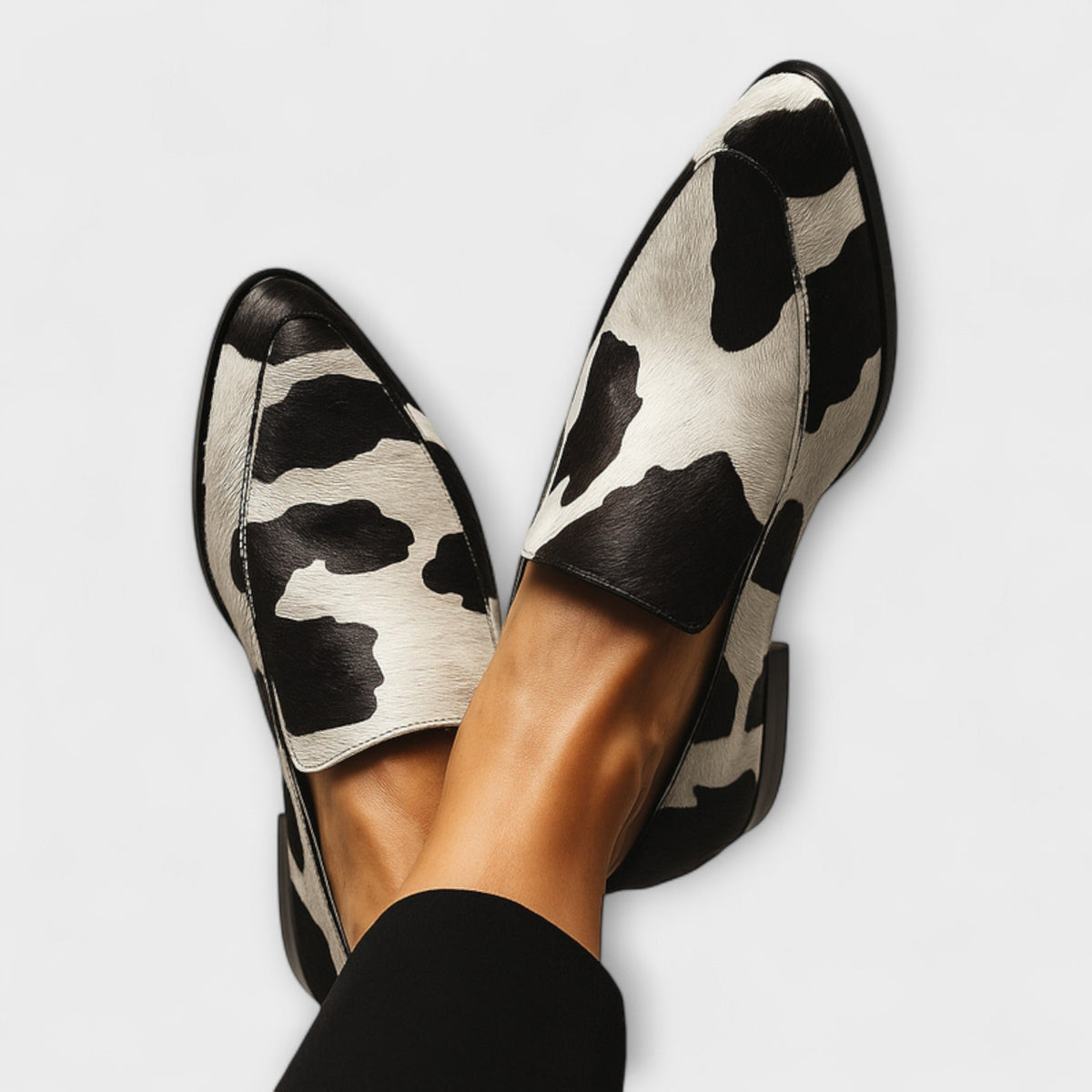 Women's Cow-Print Pointed-Toe Loafers - 4