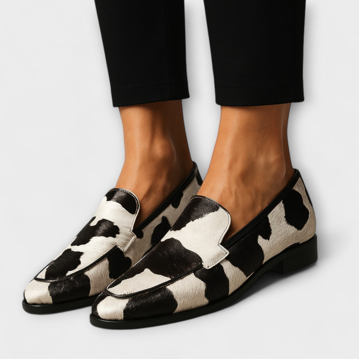 Women's Cow-Print Pointed-Toe Loafers - 4.5