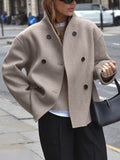 Women's Cropped Wool Coat - Taupe