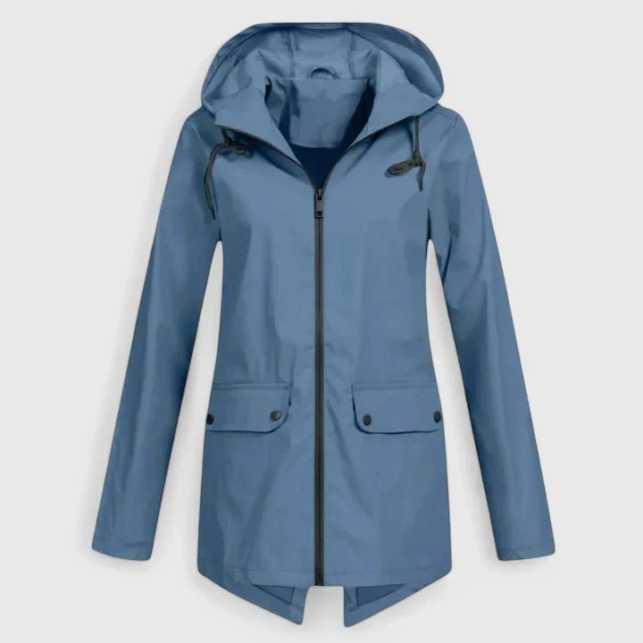 Women's Hooded Rain Jacket - Blue