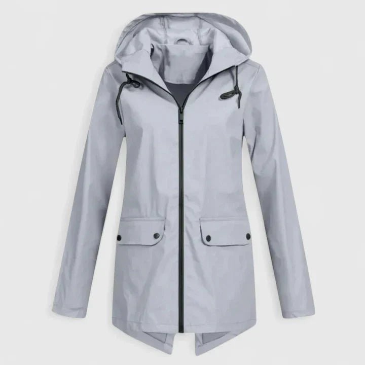 Women's Hooded Rain Jacket - Gray