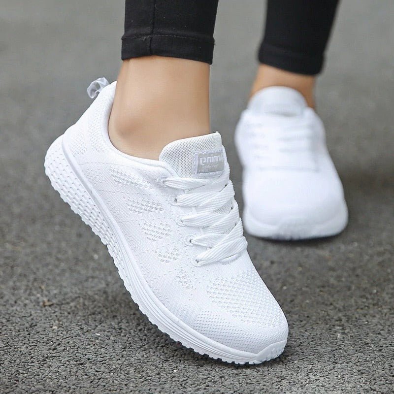 Women's Knit Running Sneakers - White