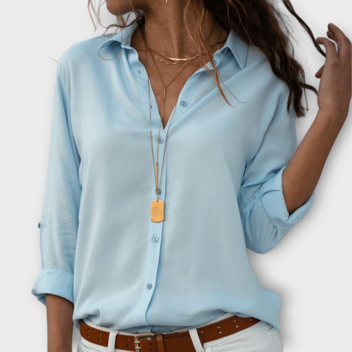 Women's Oversized Chiffon Blouse - Blue