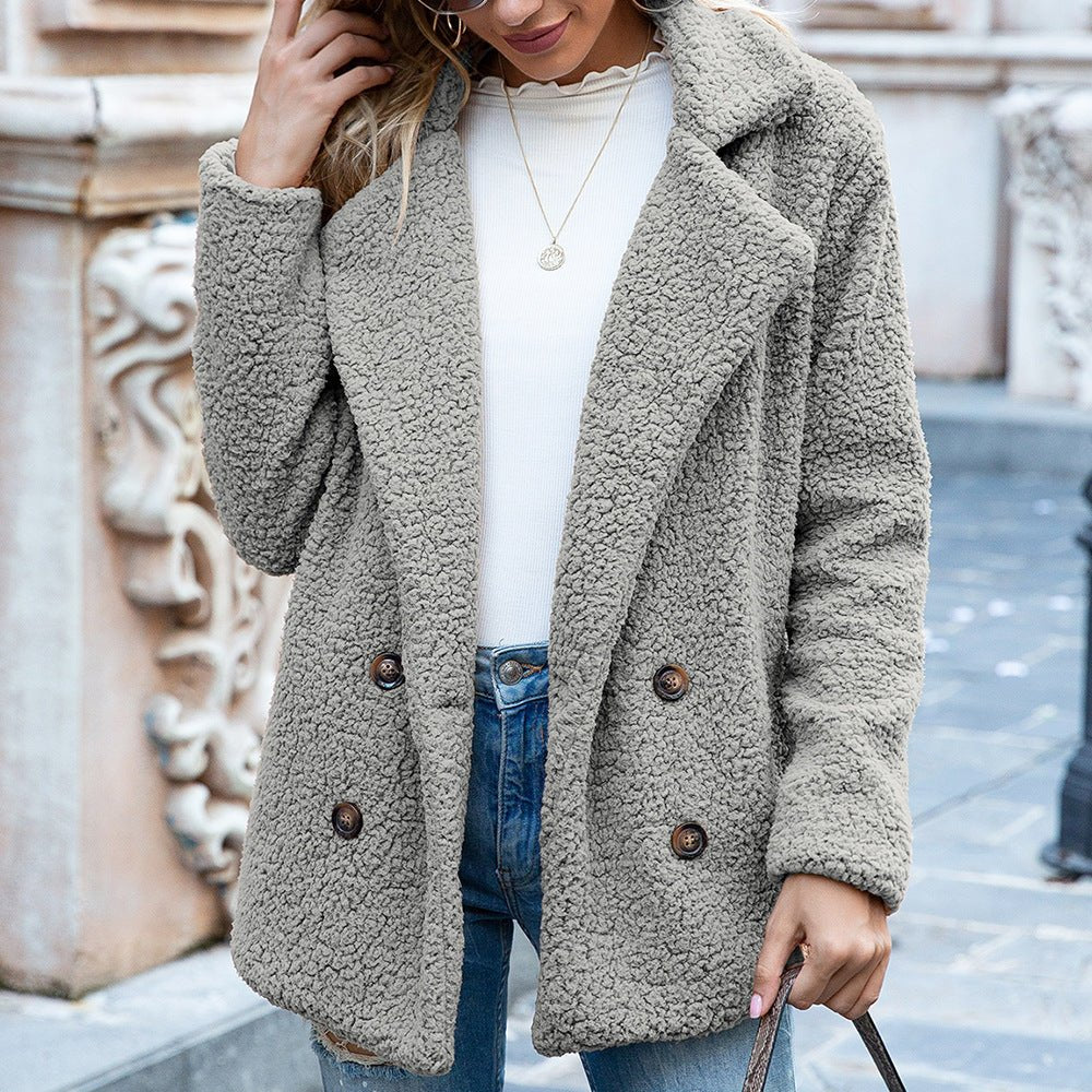 Women's Oversized Teddy Coat - Light Gray