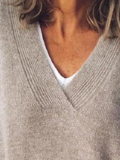 Women's Oversized V-Neck Sweater