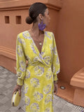Floral Wedding Guest Maxi Dress - Yellow